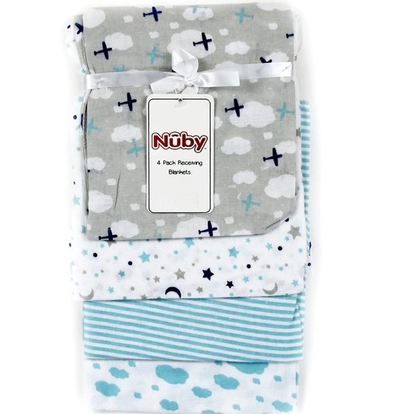 Boys Airplane Baby Blanket Receiving Blankets From Nuby - Picture 1 of 1